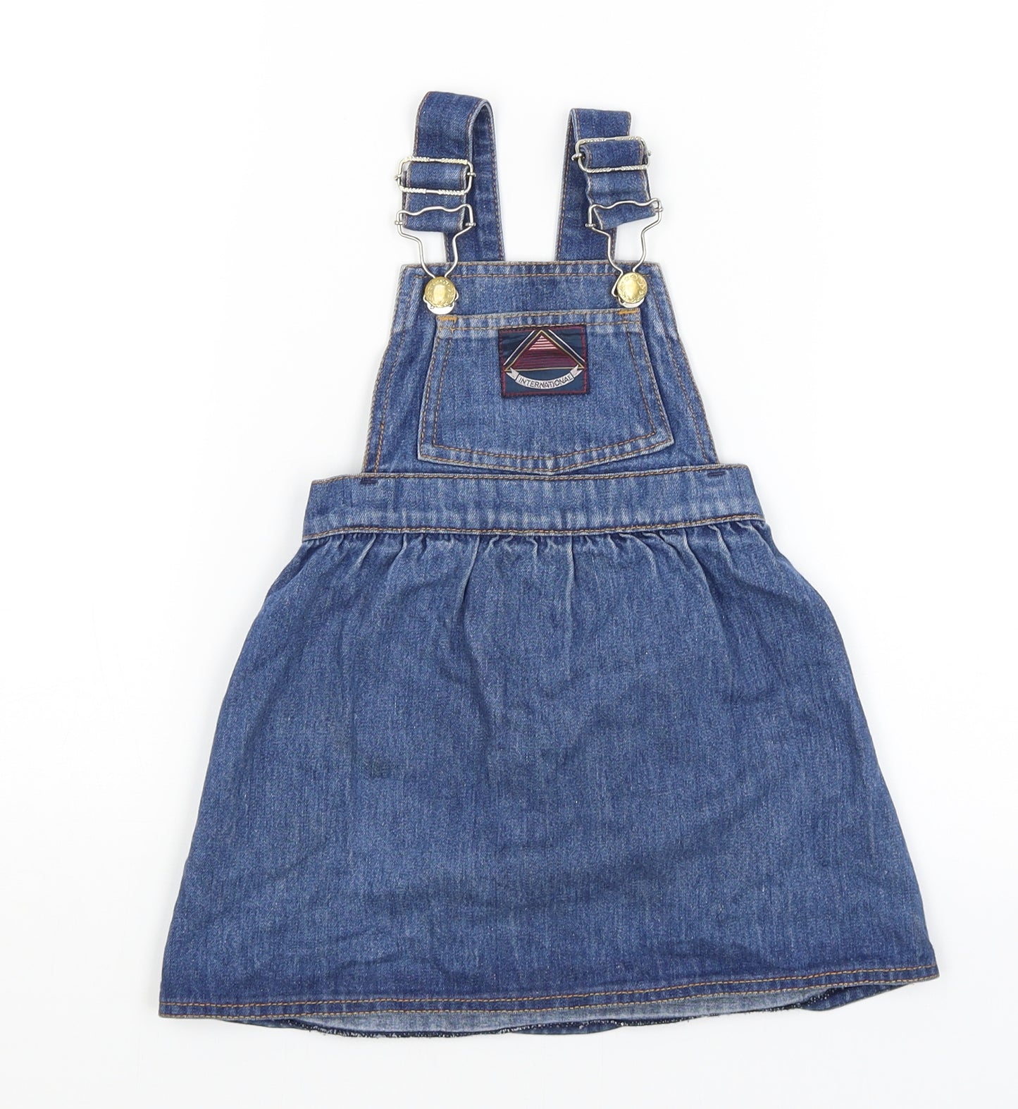 St Michael Girls Blue   Pinafore/Dungaree Dress  Size 3 Years