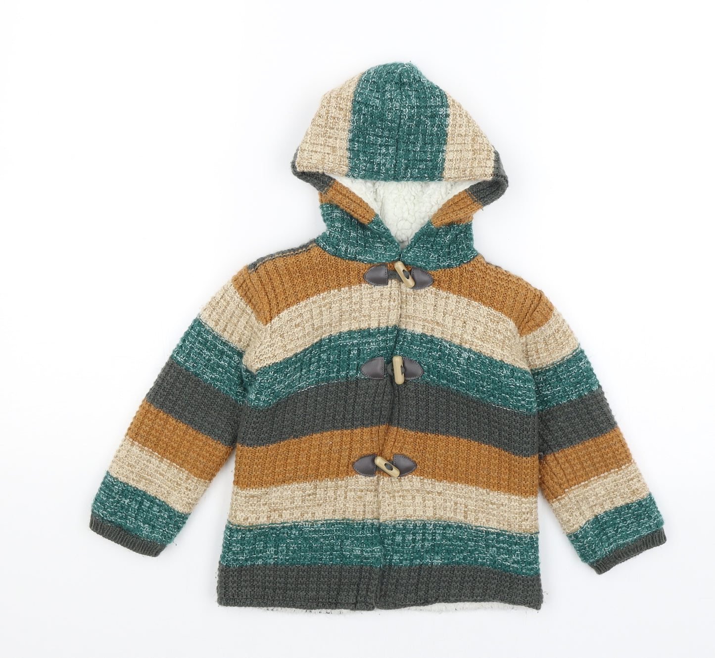 Nutmeg Boys Brown Striped  Cardigan Jumper Size 2-3 Years