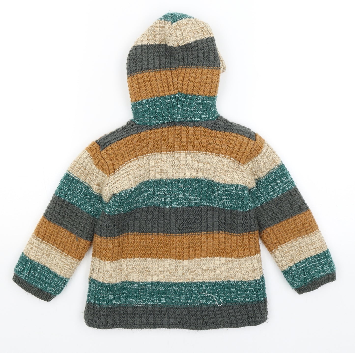 Nutmeg Boys Brown Striped  Cardigan Jumper Size 2-3 Years