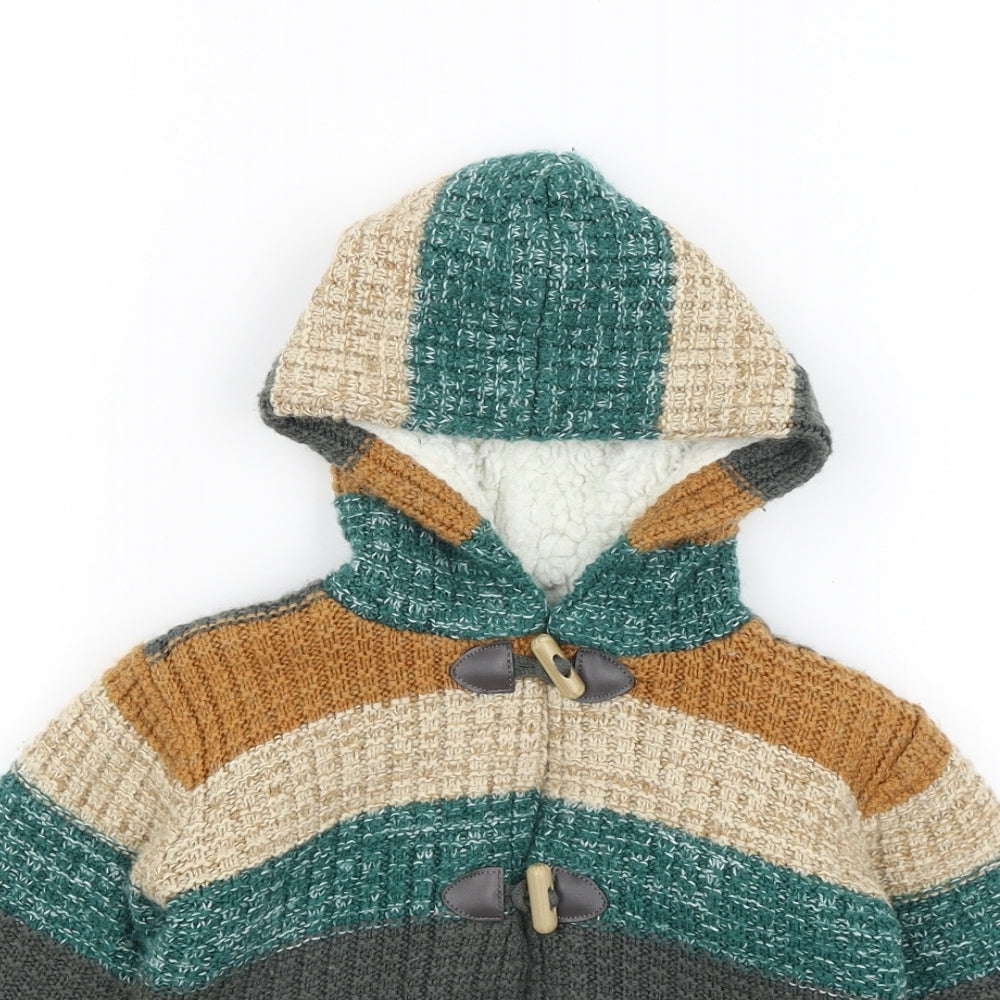 Nutmeg Boys Brown Striped  Cardigan Jumper Size 2-3 Years