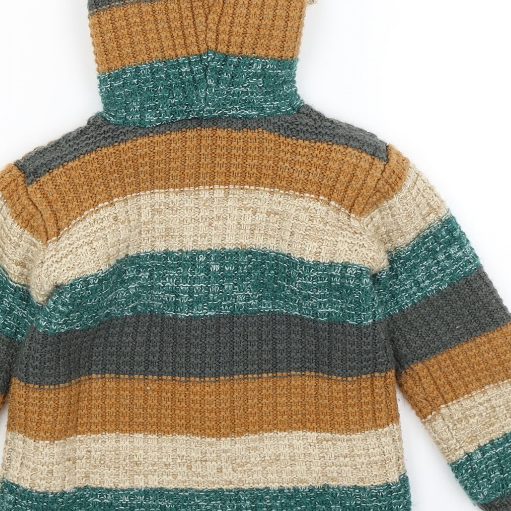 Nutmeg Boys Brown Striped  Cardigan Jumper Size 2-3 Years