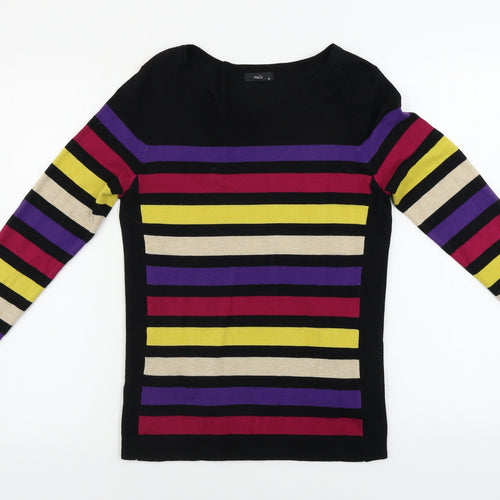 M&Co Womens Black Striped  Pullover Jumper Size 10