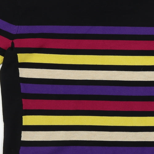 M&Co Womens Black Striped  Pullover Jumper Size 10