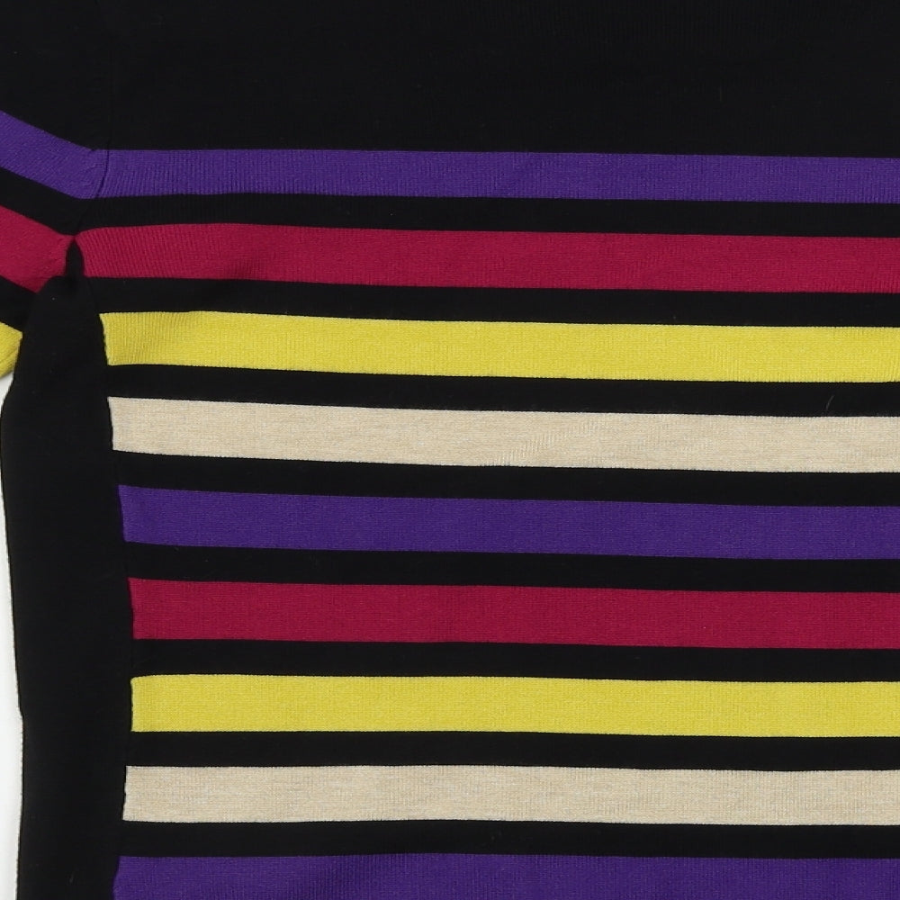 M&Co Womens Black Striped  Pullover Jumper Size 10