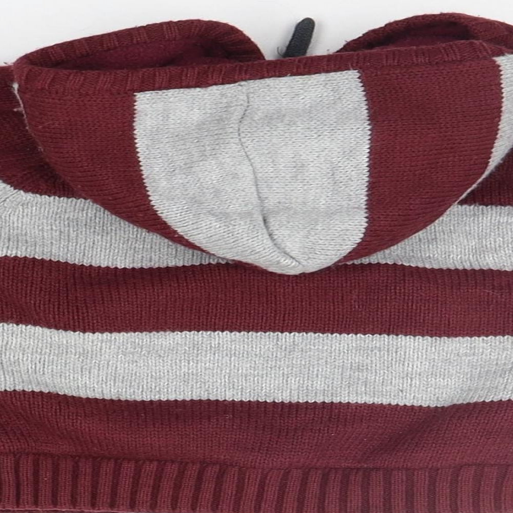 Hadleigh Girls Red Striped  Full Zip Jumper Size 12-18 Months