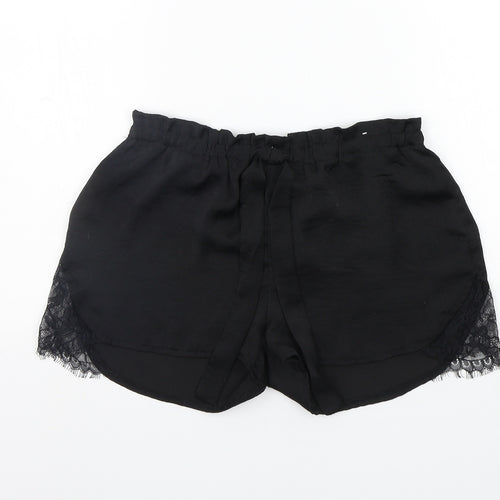 LOVE TO LOUNGE Womens Black Solid  Top Sleep Shorts Size S  - Elastic Waist Band