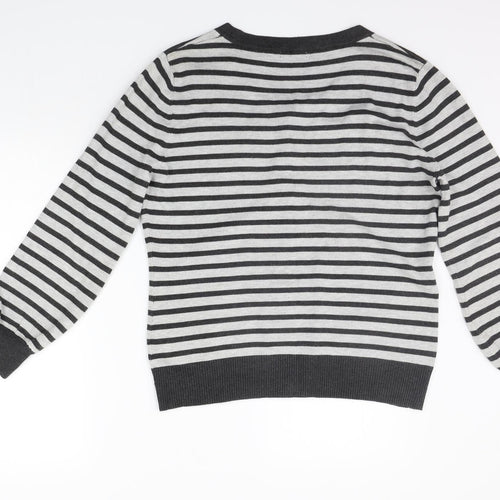 Roman Womens Grey Striped  Cardigan Jumper Size 14