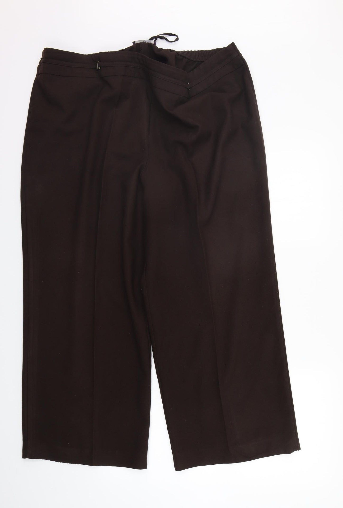 Evans Womens Brown   Trousers  Size 24 L27 in - Elastic Waist Band