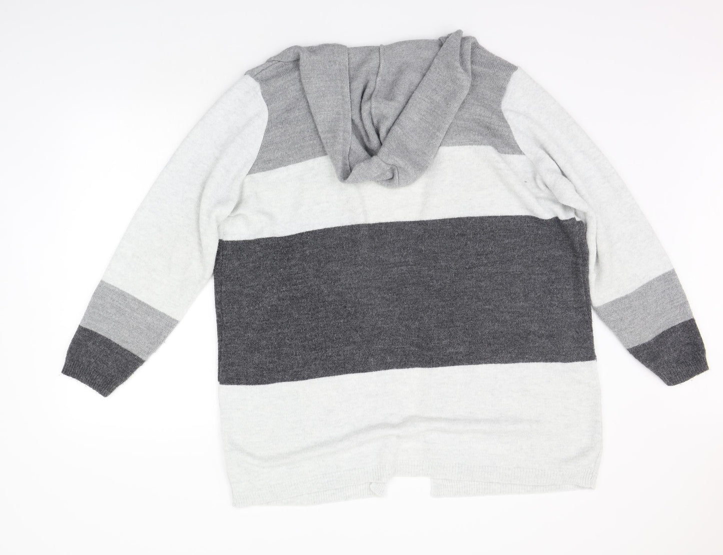 TU Womens Grey Striped  Cardigan Jumper Size 18