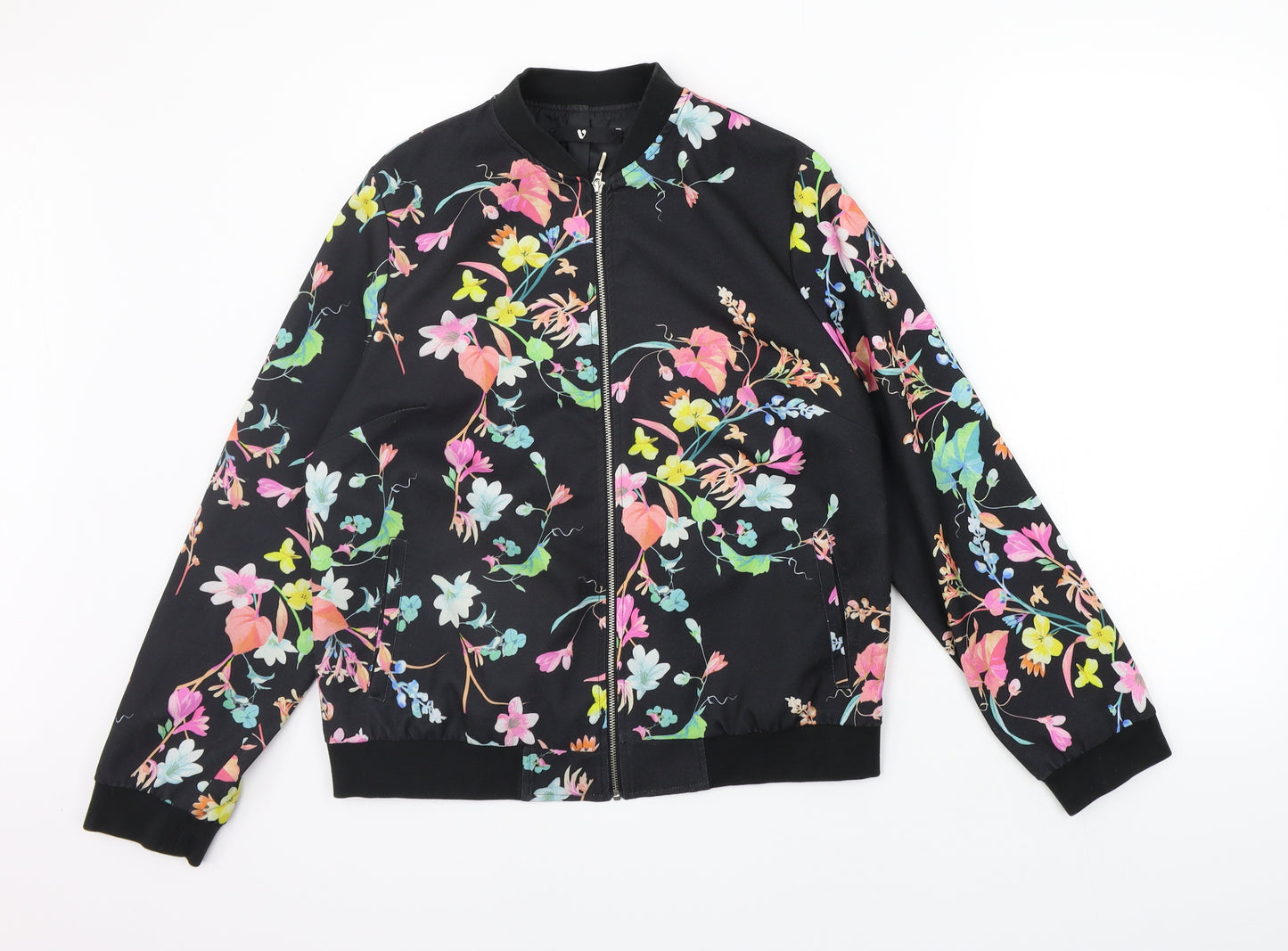 Very Womens Black Floral  Jacket Coat Size 14