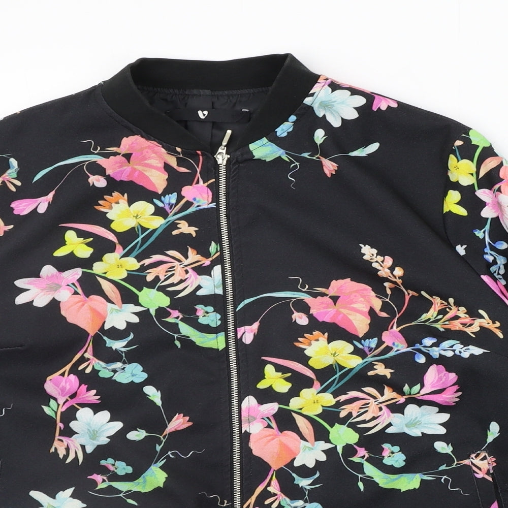 Very Womens Black Floral  Jacket Coat Size 14