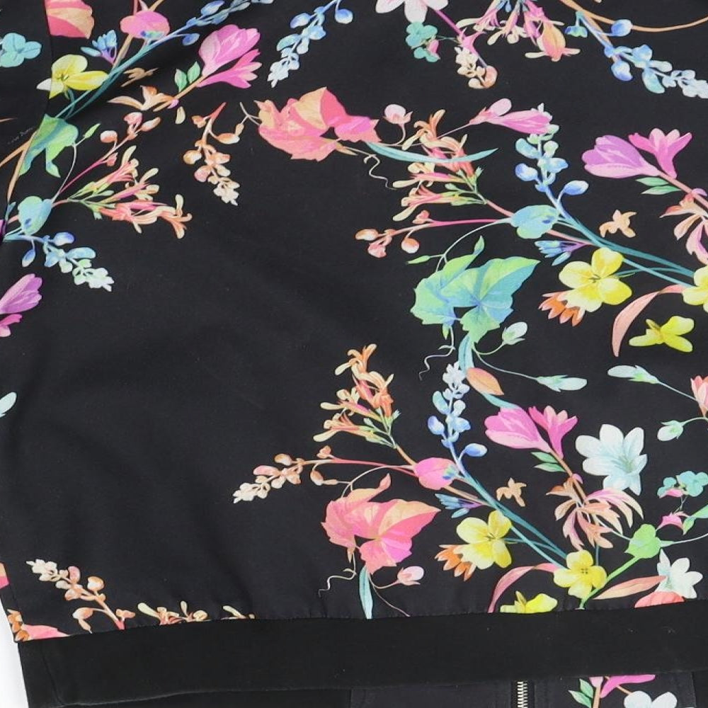 Very Womens Black Floral  Jacket Coat Size 14