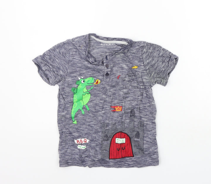 Nutmeg Boys Grey Basic T-Shirt Size 4-5 Years - washable mark dinosaur