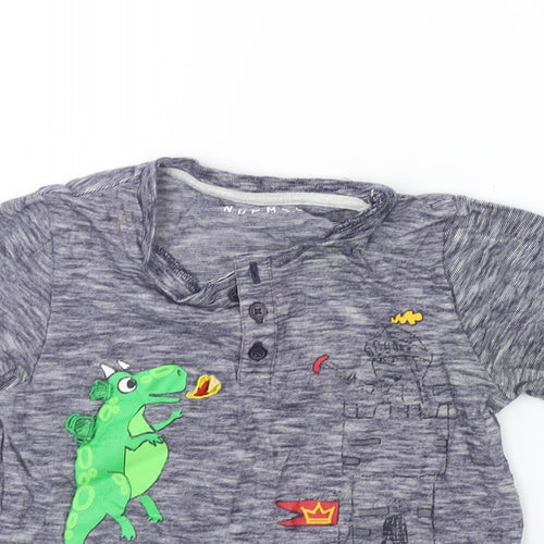 Nutmeg Boys Grey   Basic T-Shirt Size 4-5 Years  - washable mark dinosaur
