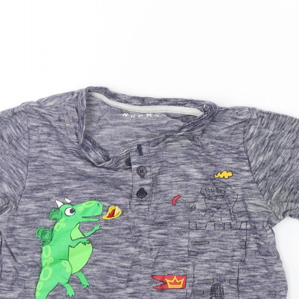 Nutmeg Boys Grey   Basic T-Shirt Size 4-5 Years  - washable mark dinosaur