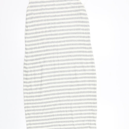 Marks and Spencer Womens Grey Striped  A-Line  Size 12