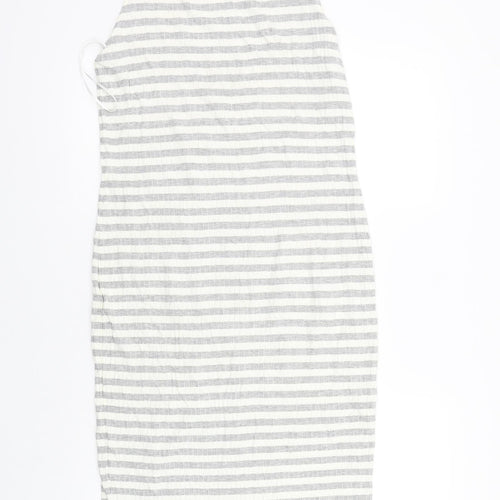 Marks and Spencer Womens Grey Striped  A-Line  Size 12