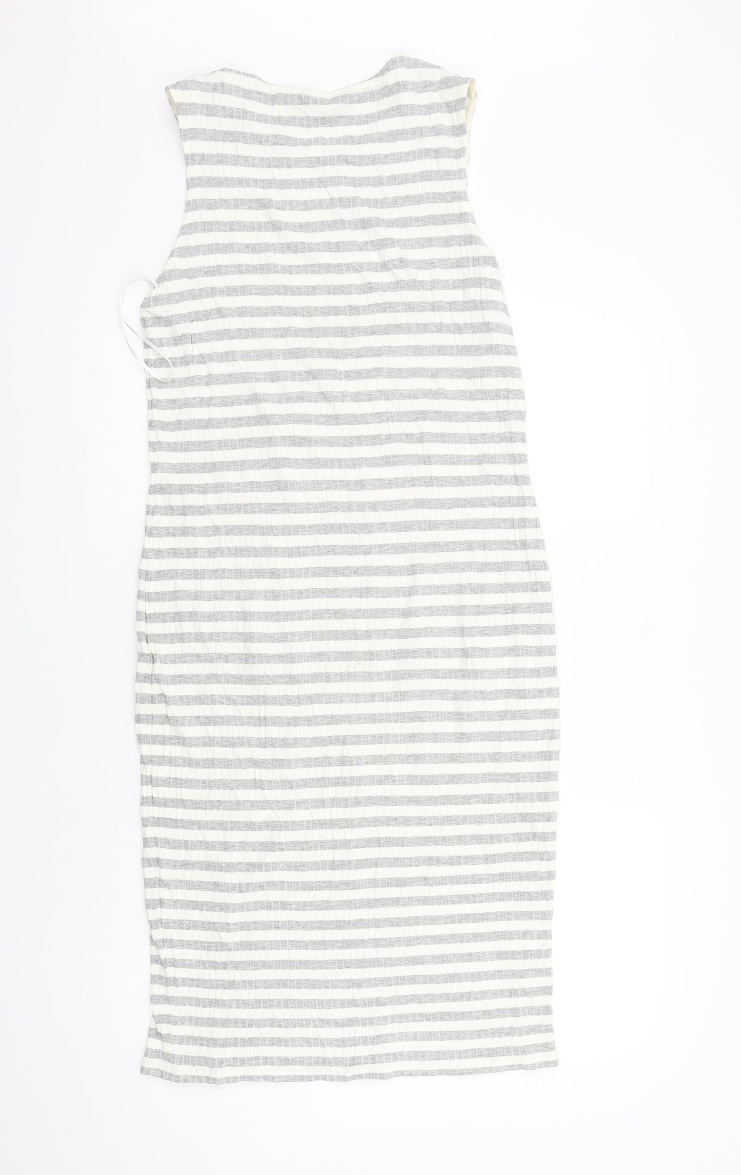 Marks and Spencer Womens Grey Striped  A-Line  Size 12