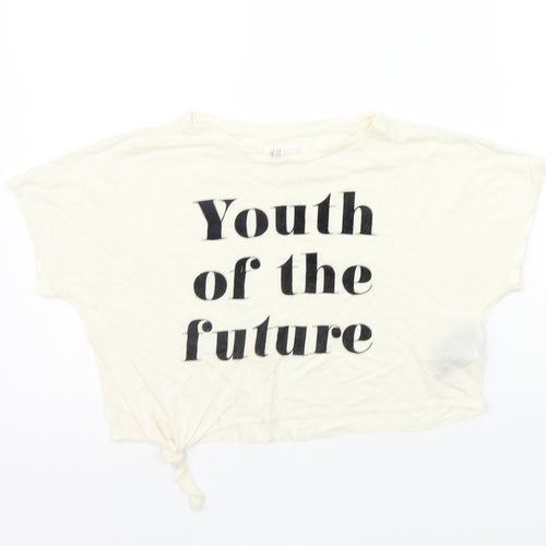 H&M Girls White   Basic T-Shirt Size 9-10 Years