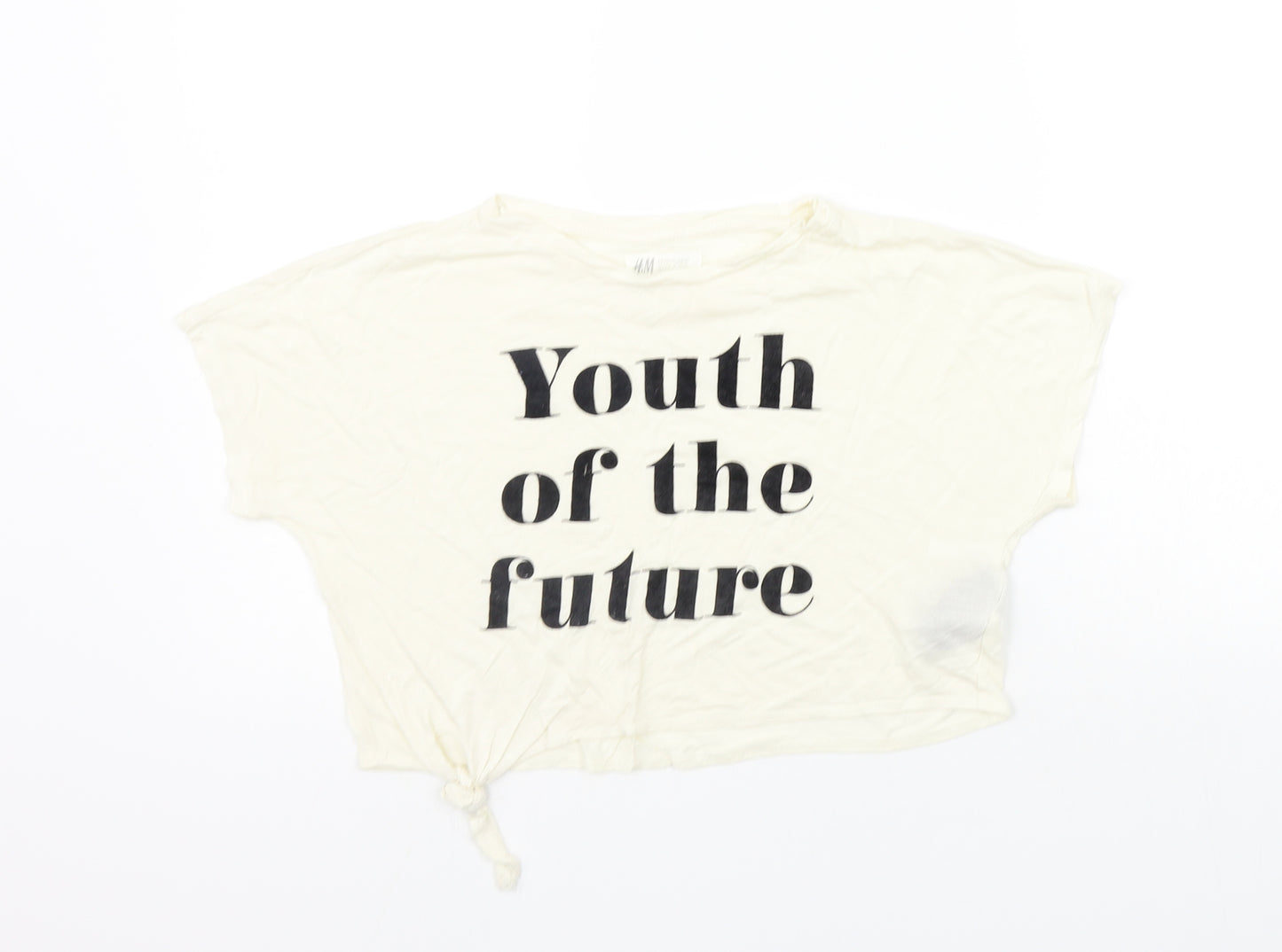 H&M Girls White   Basic T-Shirt Size 9-10 Years