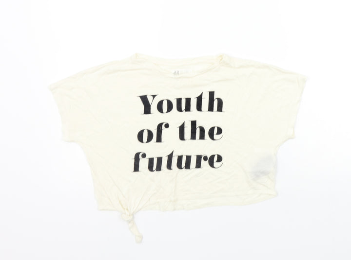 H&M Girls White   Basic T-Shirt Size 9-10 Years