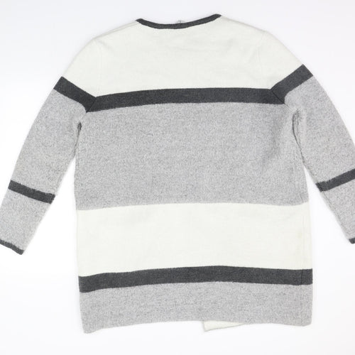 Jasper Conran Womens Grey Striped  Cardigan Jumper Size 16