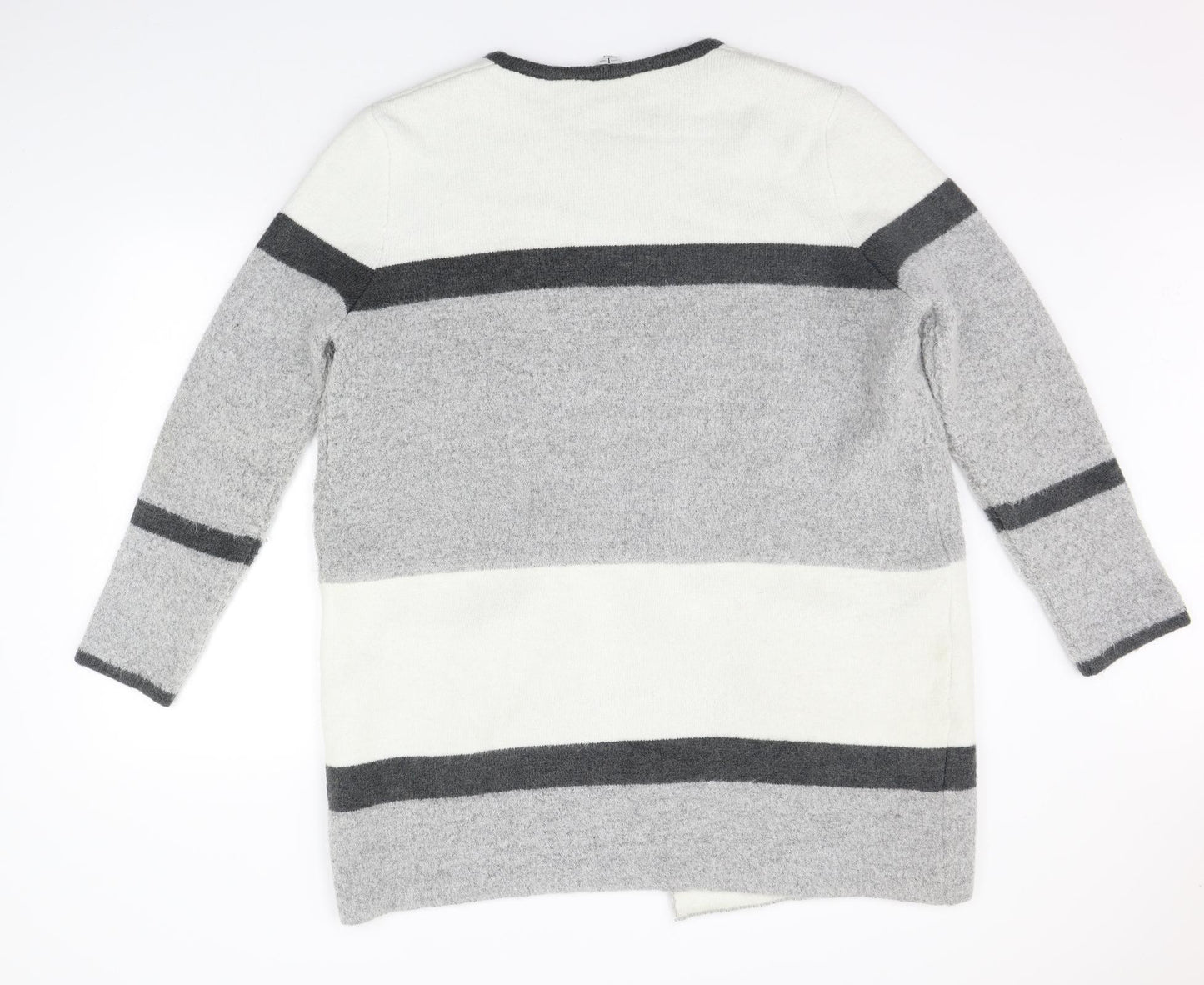 Jasper Conran Womens Grey Striped  Cardigan Jumper Size 16