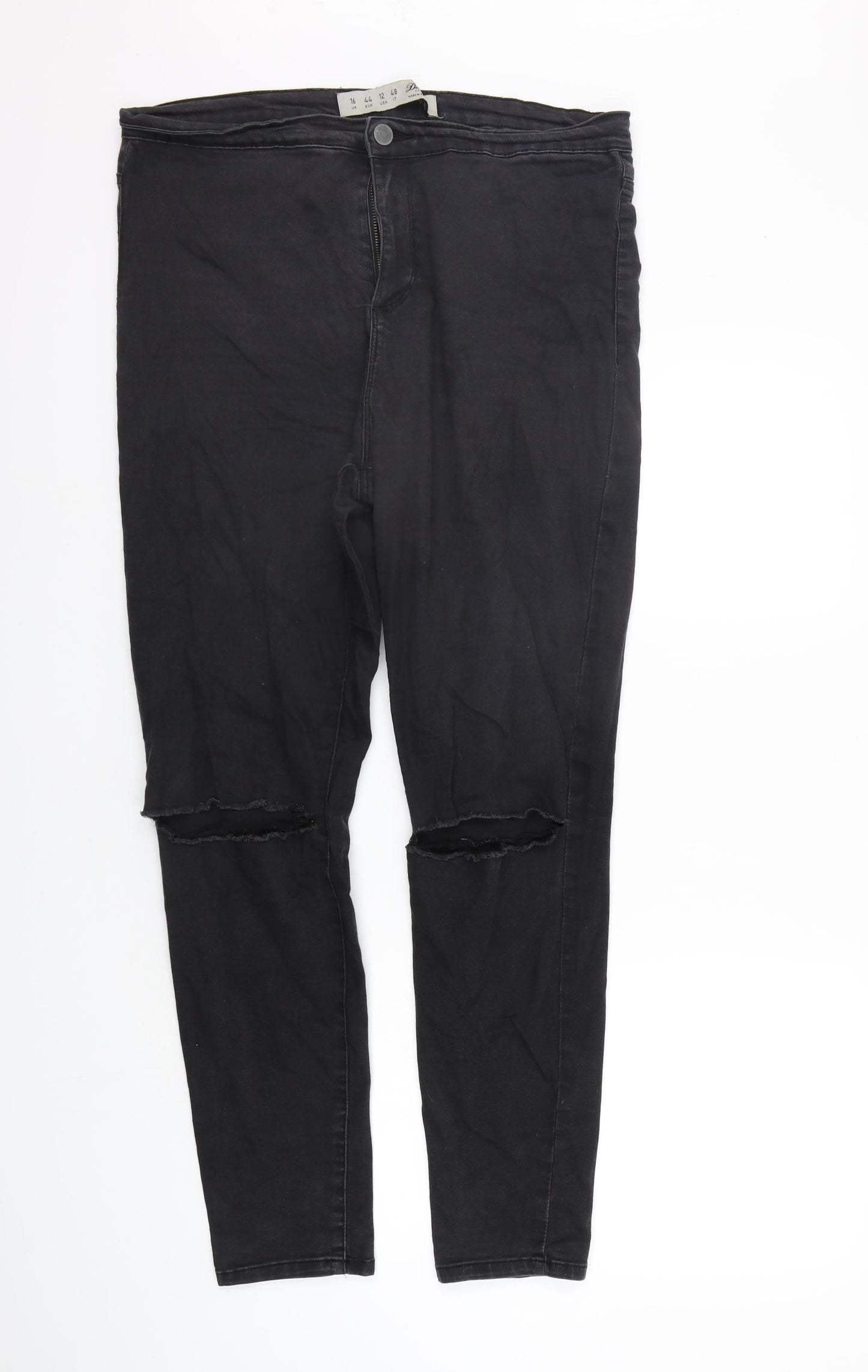 deniem co Womens Black   Straight Jeans Size 16 L28 in