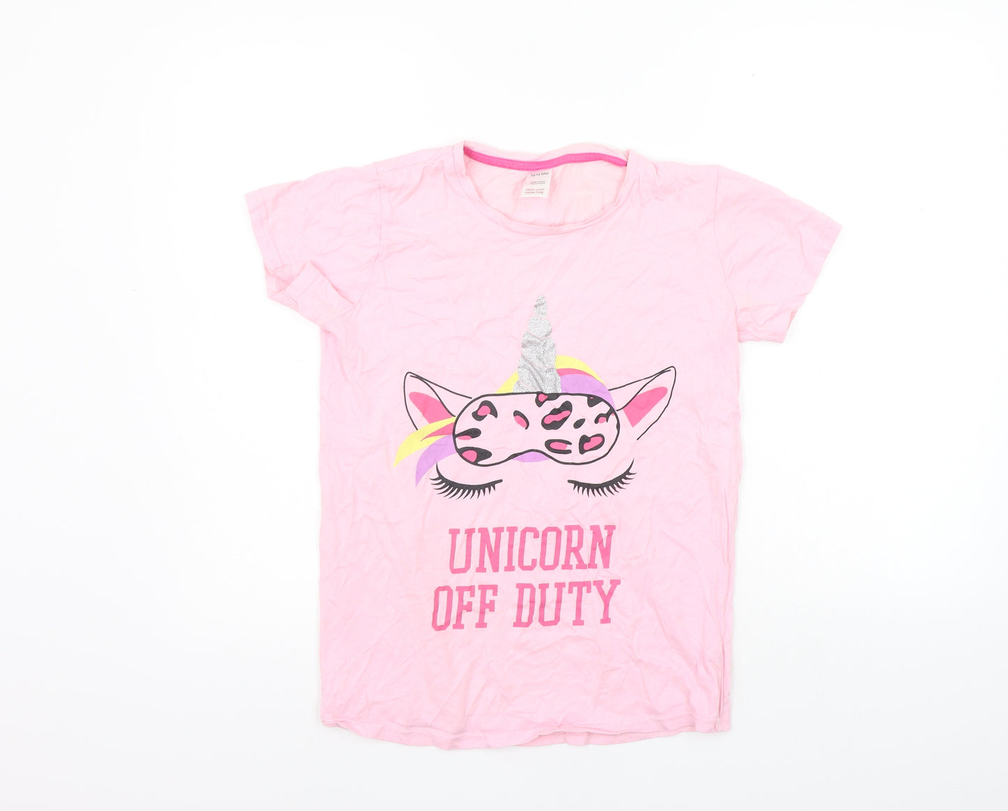 Preworn Girls Pink   Basic T-Shirt Size 12-13 Years