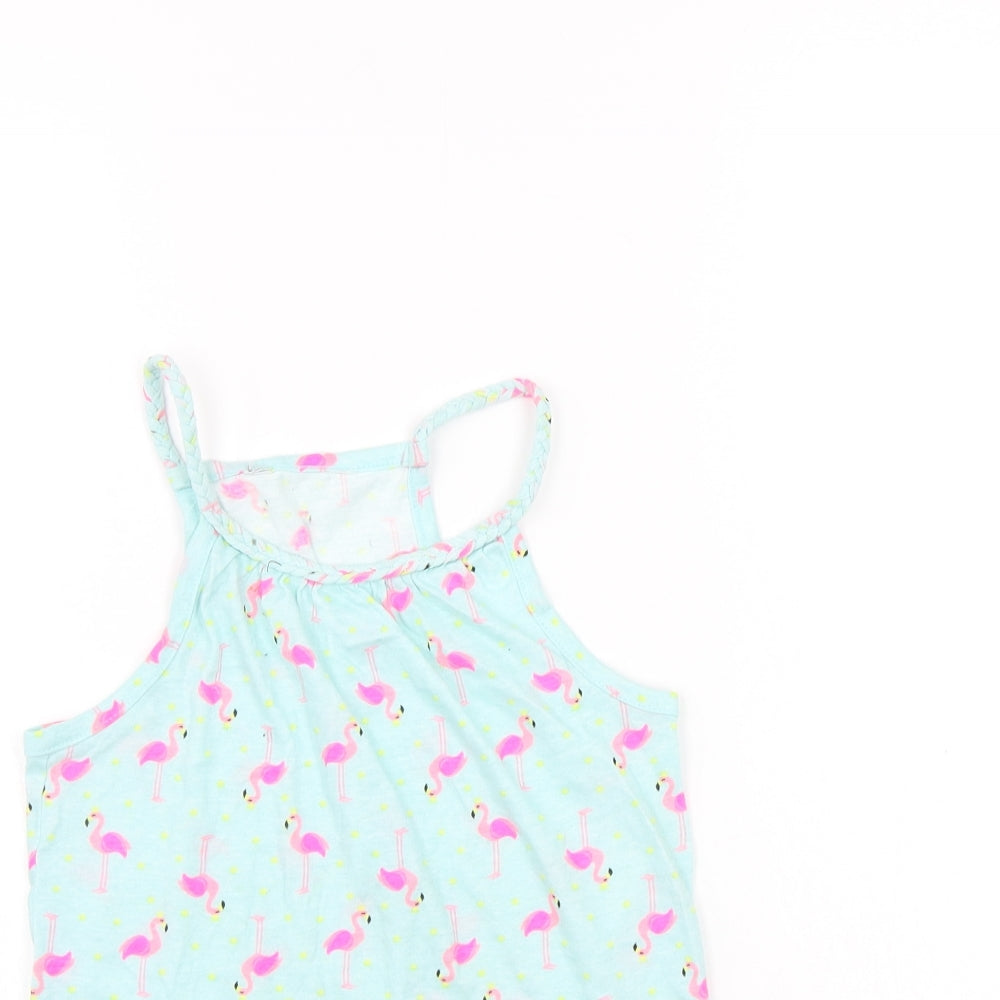 Primark Girls Green Geometric  Basic Tank Size 7-8 Years