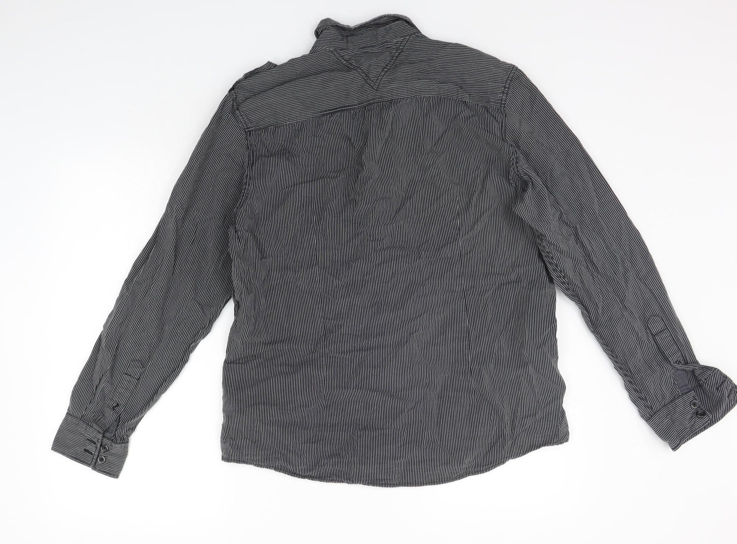 Burton Mens Black Striped   Button-Up Size M
