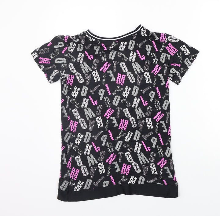 F&F Girls Black Floral  Basic T-Shirt Size 8-9 Years