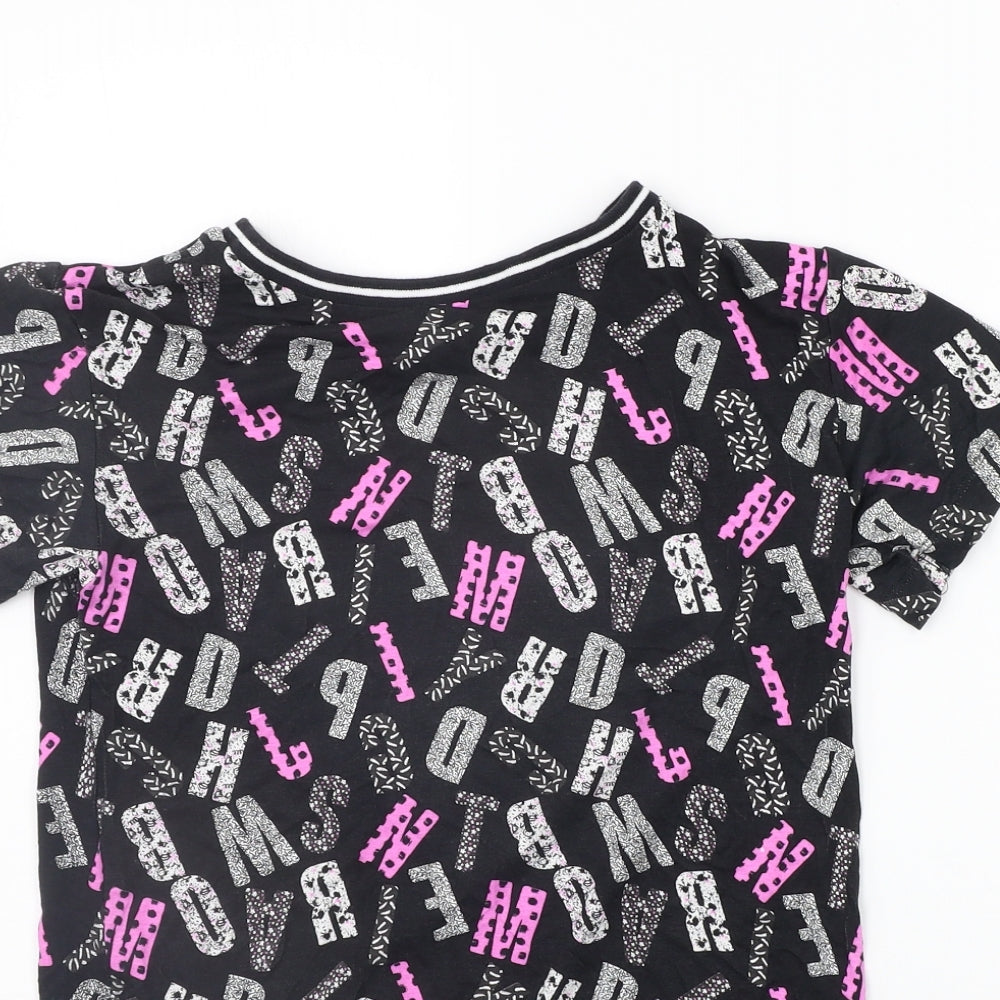 F&F Girls Black Floral  Basic T-Shirt Size 8-9 Years