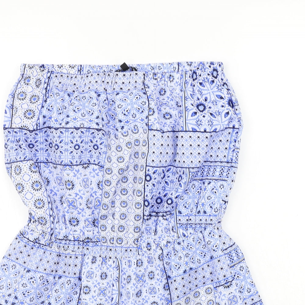 Peacocks Womens Blue Geometric  Jumpsuit One-Piece Size M