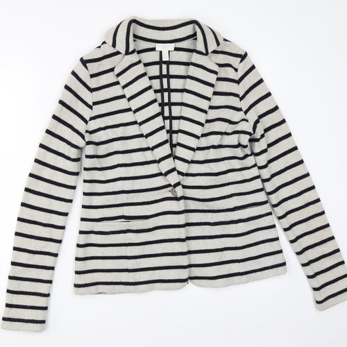 The White Company Womens Ivory Striped  Jacket Blazer Size S