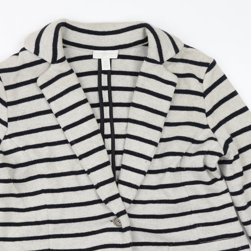 The White Company Womens Ivory Striped  Jacket Blazer Size S