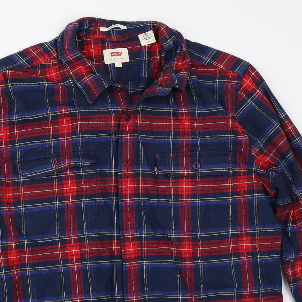 Levi's Mens Blue Check   Button-Up Size L