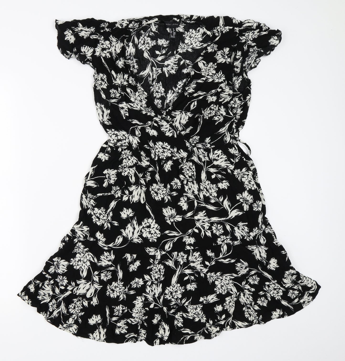 New Look Womens Black Floral  Fit & Flare  Size 12
