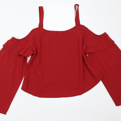 Boohoo Womens Red   Basic Blouse Size 8