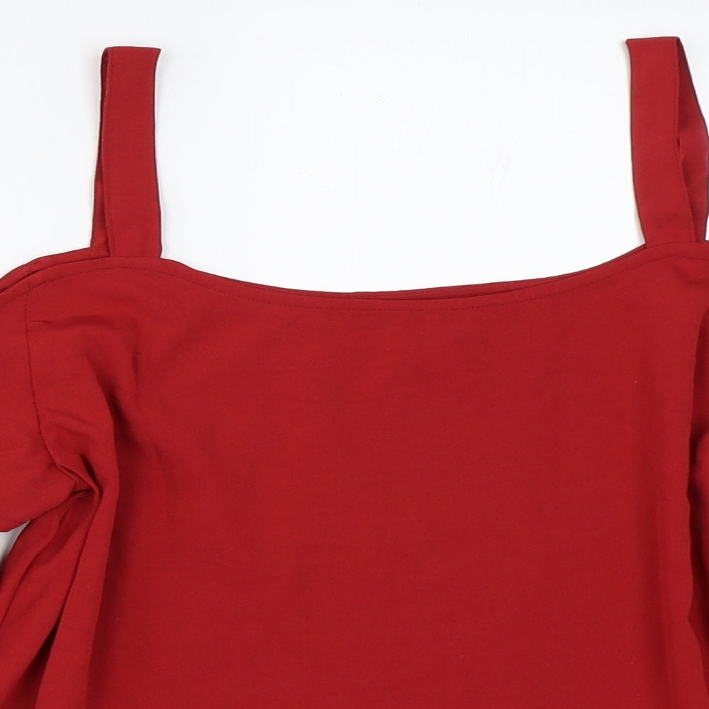 Boohoo Womens Red   Basic Blouse Size 8