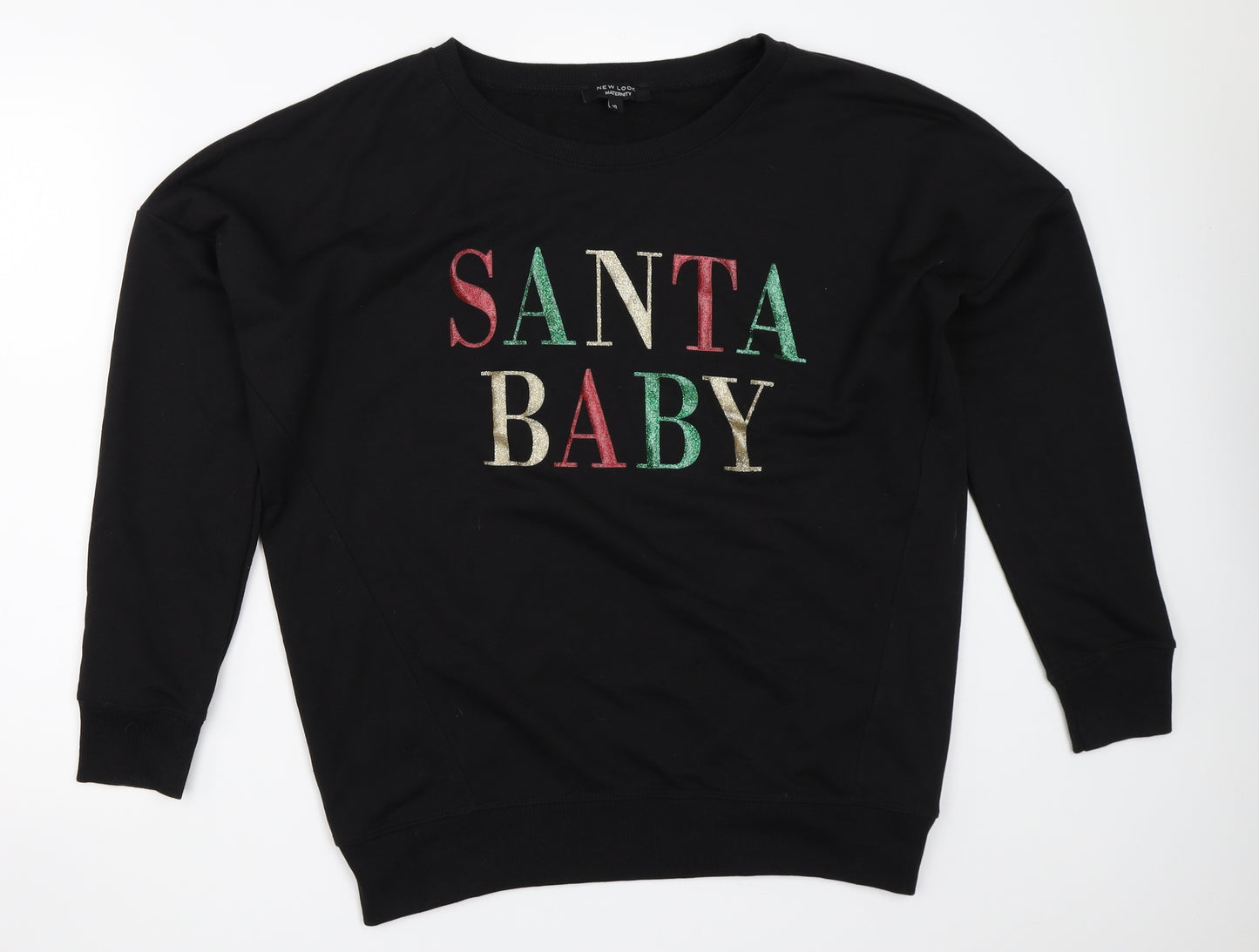 New Look Womens Black   Pullover Sweatshirt Size 10  - christmas
