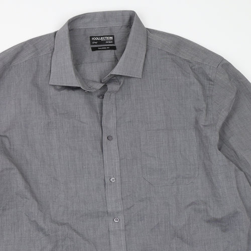 Debenhams Mens Grey    Button-Up Size 17.5