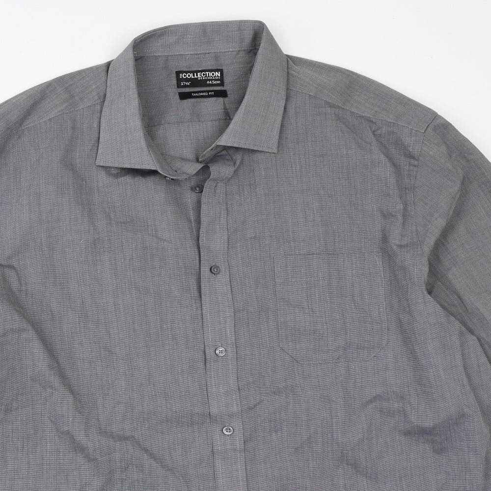 Debenhams Mens Grey    Button-Up Size 17.5