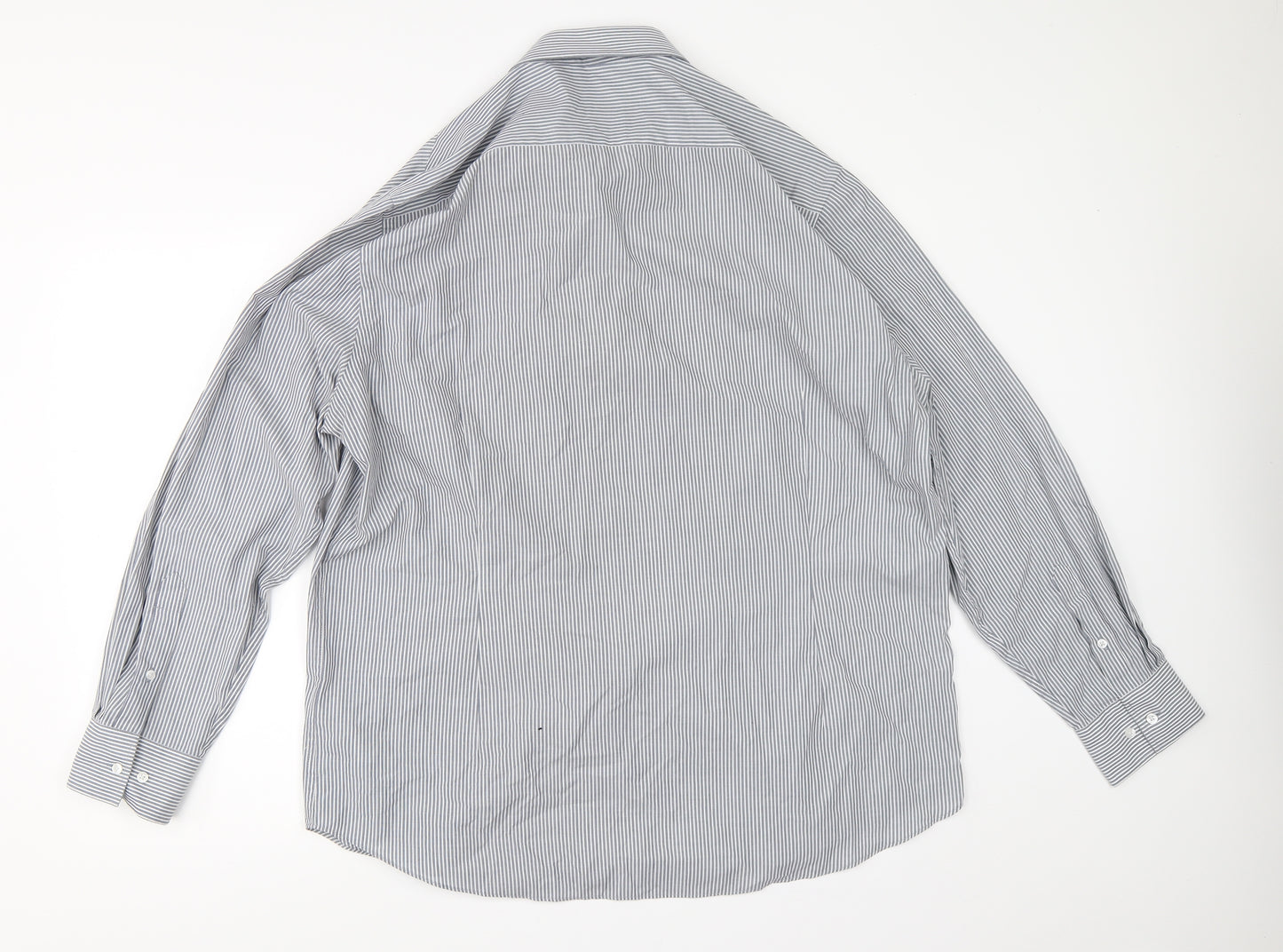 Debenhams Mens Grey Striped   Button-Up Size 17.5
