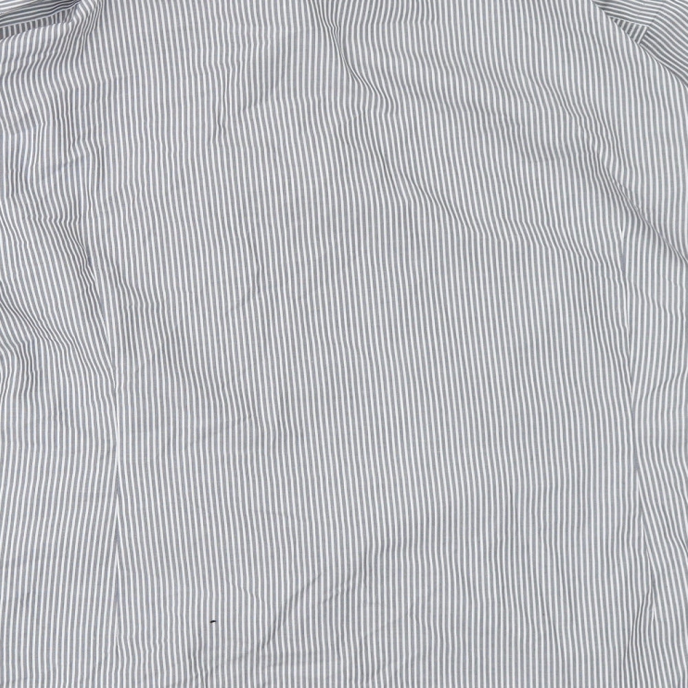 Debenhams Mens Grey Striped   Button-Up Size 17.5