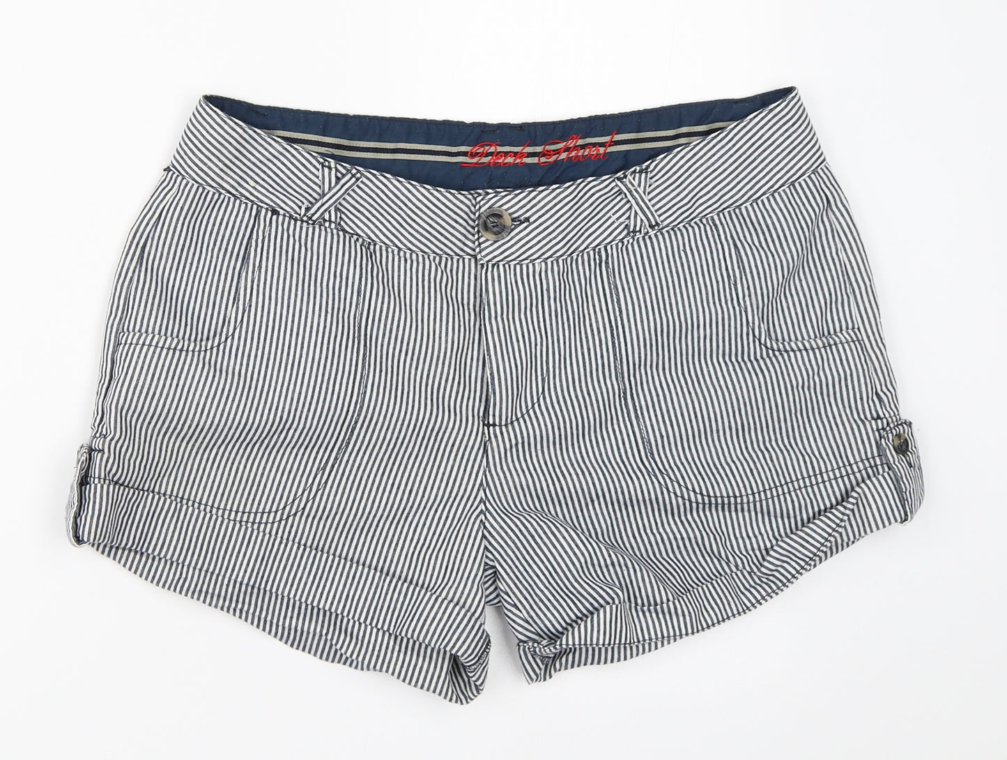 Primark Womens Blue Striped  Hot Pants Shorts Size 14