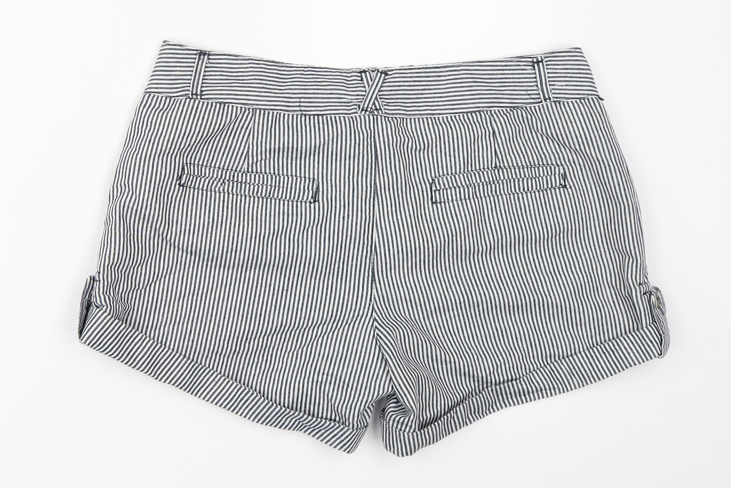 Primark Womens Blue Striped  Hot Pants Shorts Size 14