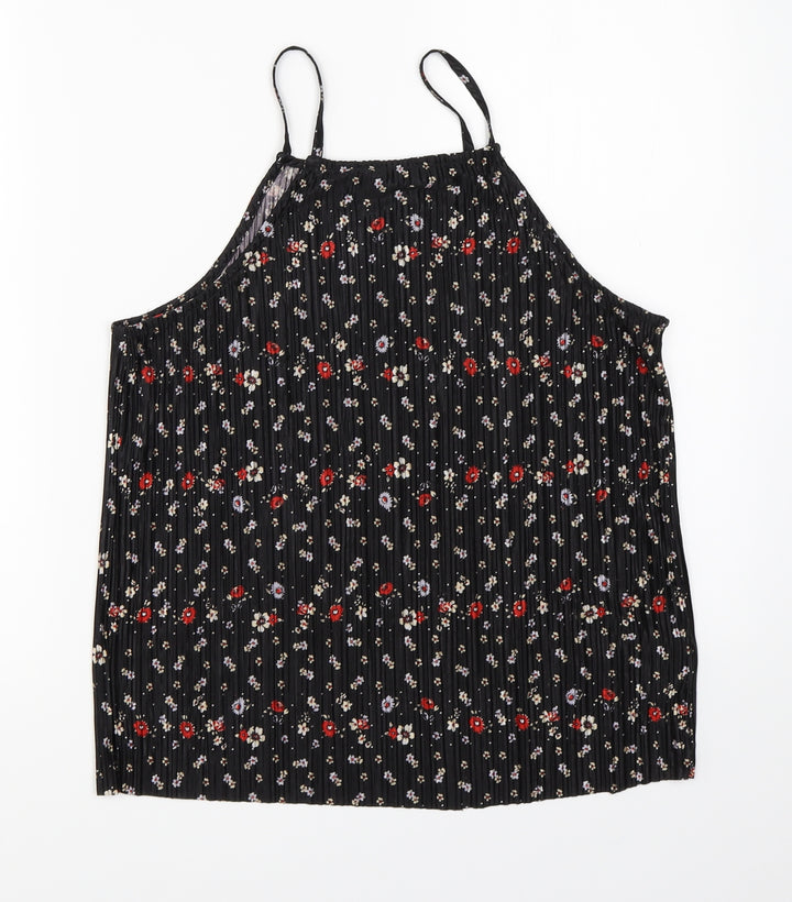 New Look Girls Black Floral  Basic Blouse Size 14 Years