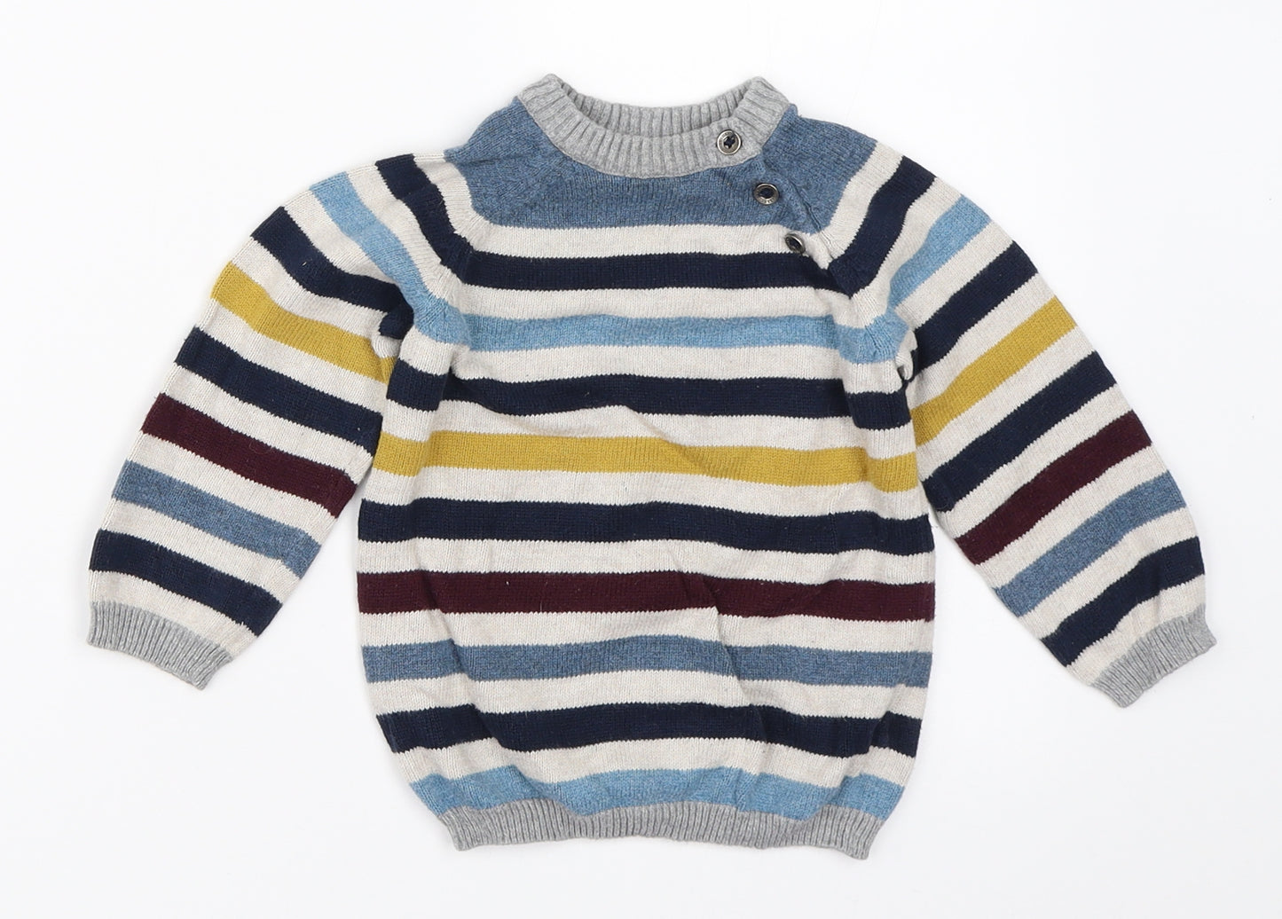H&M Boys Blue Striped  Pullover Jumper Size 12-18 Months