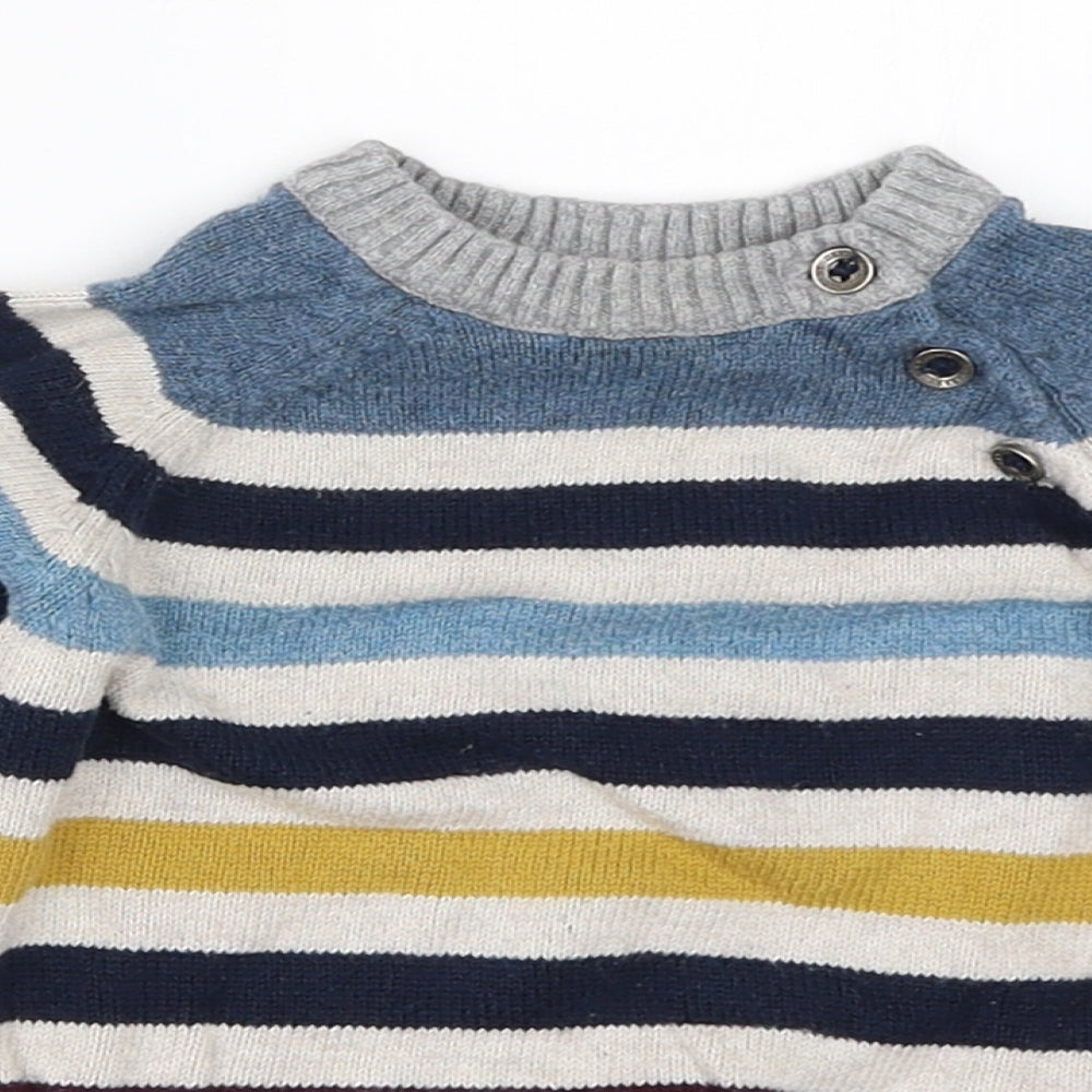 H&M Boys Blue Striped  Pullover Jumper Size 12-18 Months